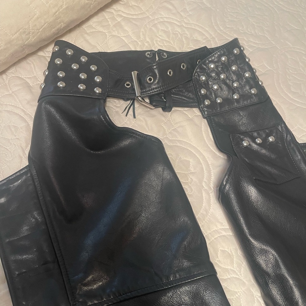 Women’s XS Studded Leather Motorcycle Chaps